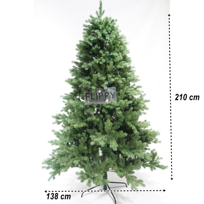 Brad artificial de Craciun, clasic, pentru interior/exterior, inaltime 210 cm, diametru 138 cm, 858 ramuri, , verde, suport metalic inclus [4]