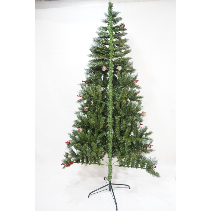 Brad Artificial de Craciun, , Sectionat pentru Perete/ Colt, 1.50 m inaltime, Verde, Decorat, Diametru Inferior 83 cm, Interior/ Exterior [8]