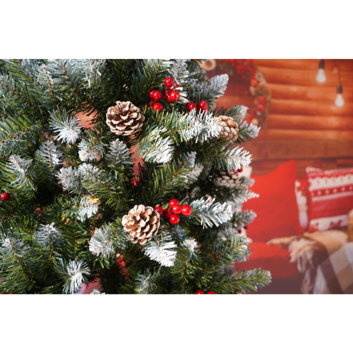 Brad Artificial de Craciun, , Sectionat pentru Perete/ Colt, 2.10 m inaltime, Verde, Decorat, Diametru Inferior 106 cm, Interior/ Exterior [13]