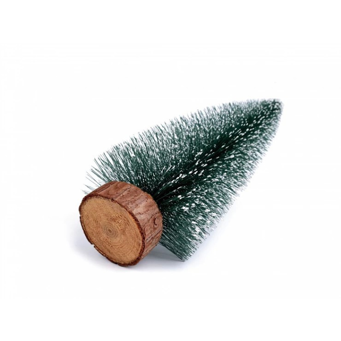 Brad artificial de craciun, tip pin inzapezit, ornament pentru masa, pe suport lemn, 30 cm inaltime [5]