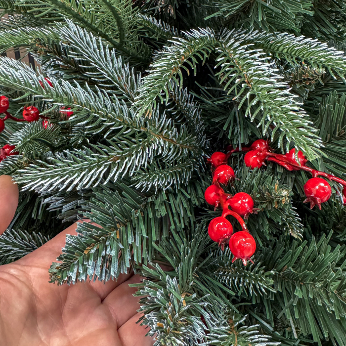 Brad artificial Sersimo, Miahelene Elite, verde nins cu merisoare, mix 2D+3D, 180 cm [8]