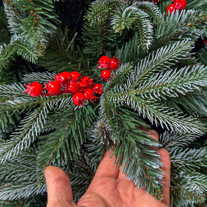 Brad artificial Sersimo, Miahelene Elite, verde nins cu merisoare, mix 2D+3D, 220 cm [9]