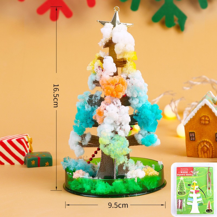 Brad Copac de Hartie Infloritor pe Apa, , Jucarie Brad Magic Infloritor de Craciun, Crestere Lenta in 8-24 h, Decoratiune de Craciun, 16.5 x 9.5 x 9.5 cm, Multicolor [2]