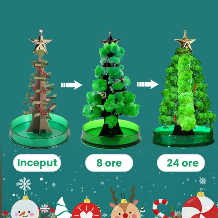 Brad Copac de Hartie Infloritor pe Apa, , Jucarie Brad Magic Infloritor de Craciun, Crestere Lenta in 8-24 h, Decoratiune de Craciun, 16.5 x 9.5 x 9.5 cm, Verde [6]