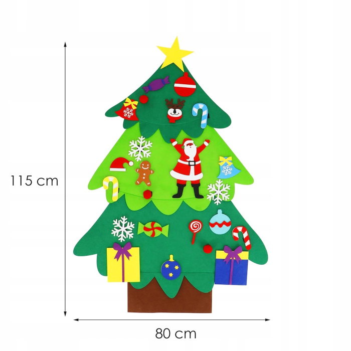 Brad de Craciun din pasla pentru copii, 115x80 cm, cu 26 decoratiuni [26]