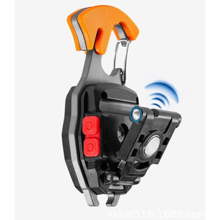 Breloc Multifunctional, , Model W5147, Kit Supravietuire, Lanterna, Bricheta, Fluier, din ABS/Aluminiu, Alimentare USB, Negru/Portocaliu [7]