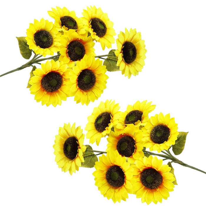 Buchet de flori artificiale din poliester, 2 fire de floarea soarelui, 57cm [17]