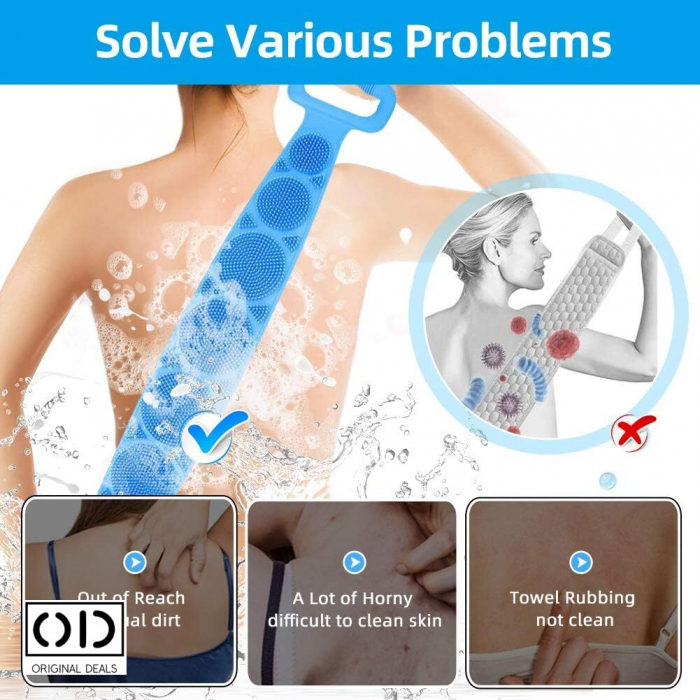 Burete de baie  Perie de baie pentru spalat pe corp Burete pentru spalat pe corp Burete pentru spalat pe spate Burete din silicon Perie pentru spalat pe spate Perie silicon pentru spalat pe spate [25]