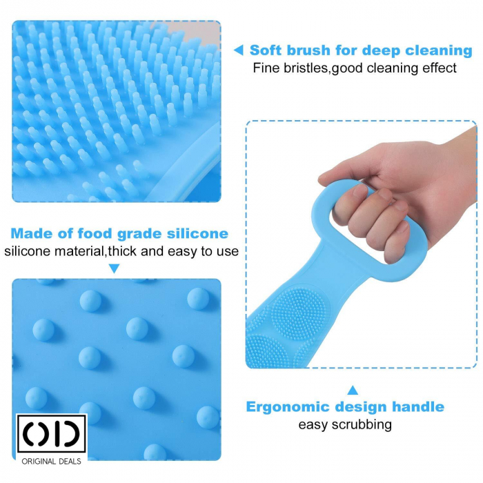 Burete de baie  Perie de baie pentru spalat pe corp Burete pentru spalat pe corp Burete pentru spalat pe spate Burete din silicon Perie pentru spalat pe spate Perie silicon pentru spalat pe spate [10]