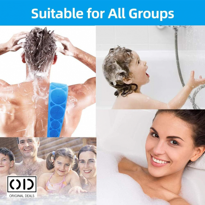Burete de baie  Perie de baie pentru spalat pe corp Burete pentru spalat pe corp Burete pentru spalat pe spate Burete din silicon Perie pentru spalat pe spate Perie silicon pentru spalat pe spate [4]