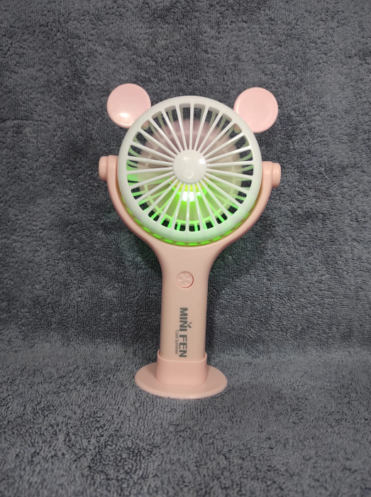 Ventilator 2in1 de Mana sau Birou, Foarte Puternic cu Acumulator Intern si Incarcare la USB, cu Lumini LED, Premium, Roz, Calitate Premium, Design Profesional | Original Deals [5]