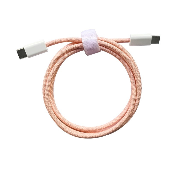 Cablu de Date Universal, , Incarcare Rapida, Type-C to Type-C Compatibil cu Telefon sau Tableta, Cablu de Incarcare Impletit din Nailon, 1 m, Roz [1]