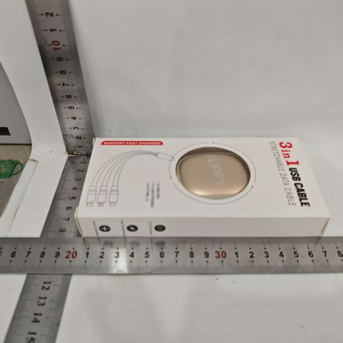 Cablu Retractabil Universal pentru Telefon, , Universal 3in1 pentru Orice Tip de Telefon, Micro-USB, Lightning, TYPE-C, 1.2M, Bej [4]