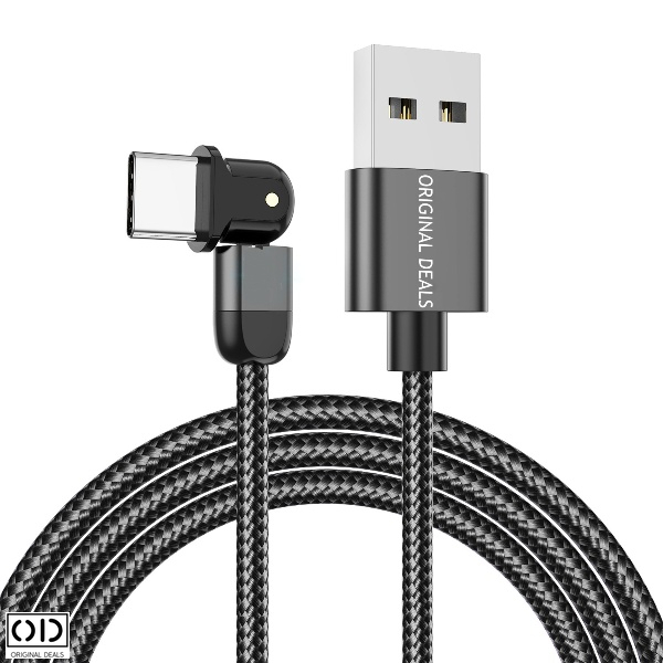 Cablu USB cu Mufa USB C cu Transfer de Date 480Mbs si Incarcare Fast Charge 3A, Material Textil Negru Premium [5]