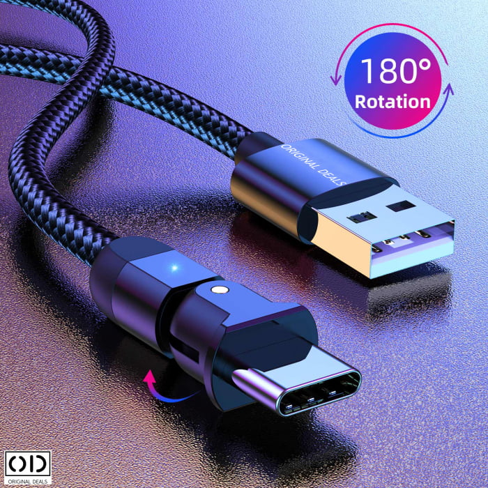 Cablu USB cu Mufa USB C cu Transfer de Date 480Mbs si Incarcare Fast Charge 3A, Material Textil Negru Premium [14]