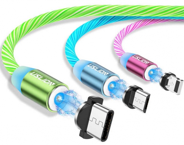 Cablu USB 3.0 Fast & Safe Charging 3.6A cu Mufa Magnetica Neodim 360° cu Lumini Full LED Cablu de incarcare telefon [31]
