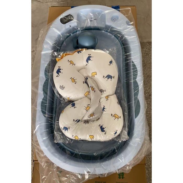 Cada de Baie, , pentru Copii 0 luni - 6 Ani, cu Termometru, Pliabila, Perna Suport Inclusa, din Plastic, 81.5 x 49 x 21.5 cm, Albastru [7]