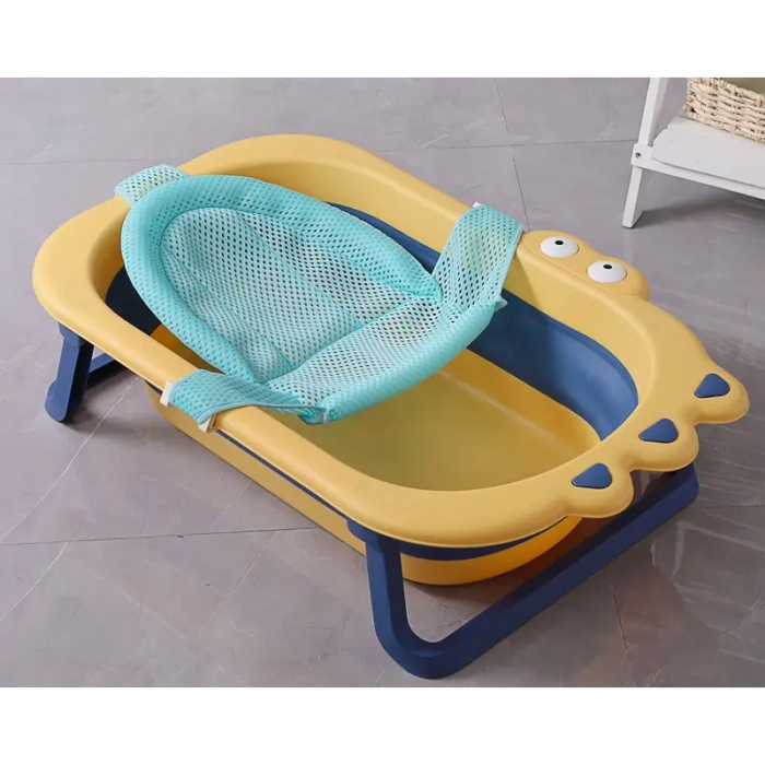 Cada Pliabila pentru Baie, , din PP+TPR, pentru Copii 0-6 Ani, Model Crocodil, Dop de Scurgere, 80x54x21 cm, Galben/Albastru [3]