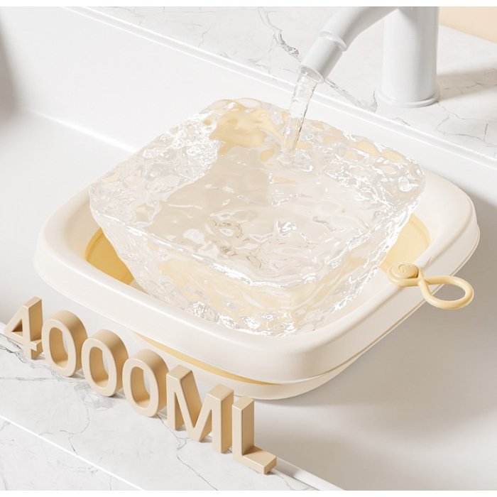 Cada Pliabila pentru Baie pentru Copii, , Cadita pentru Bebelusi, Model Patrat pentru Fata, Galben, 32x27.5x3.7 cm, 4 L [5]