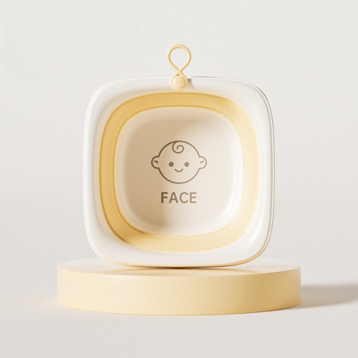 Cada Pliabila pentru Baie pentru Copii, , Cadita pentru Bebelusi, Model Patrat pentru Fata, Galben, 32x27.5x3.7 cm, 4 L [2]