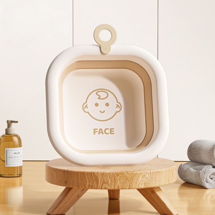 Cada Pliabila pentru Baie pentru Copii, , Cadita pentru Bebelusi, Model Patrat pentru Fata, Maro, 30x30x3.5 cm, 3.5 L [2]