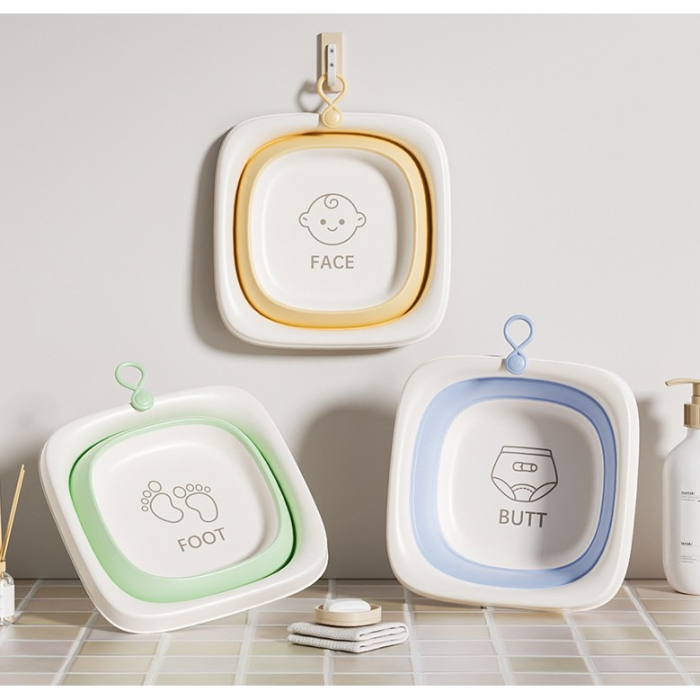 Cada Pliabila pentru Baie pentru Copii, , Cadita pentru Bebelusi, Model Patrat pentru Fundulet, Albastru, 32x27.5x3.7 cm, 4 L [8]