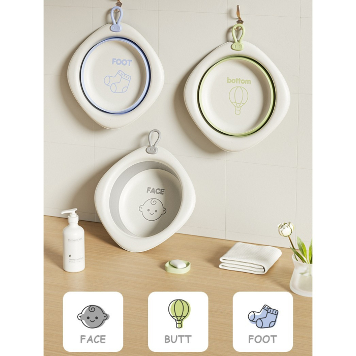 Cada Pliabila pentru Baie pentru Copii, , Cadita pentru Bebelusi, Model Romb cu Balon, Verde, 31.5x31.5x3.5 cm, 3L [8]