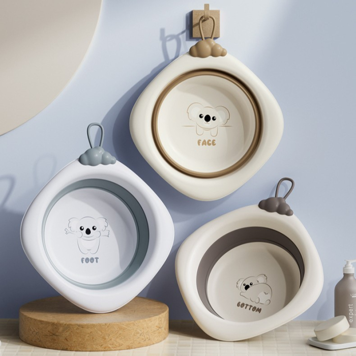 Cada Pliabila pentru Baie pentru Copii, , Cadita pentru Bebelusi, Model Romb Koala, Gri, 30x30x3.5 cm, 4L [2]