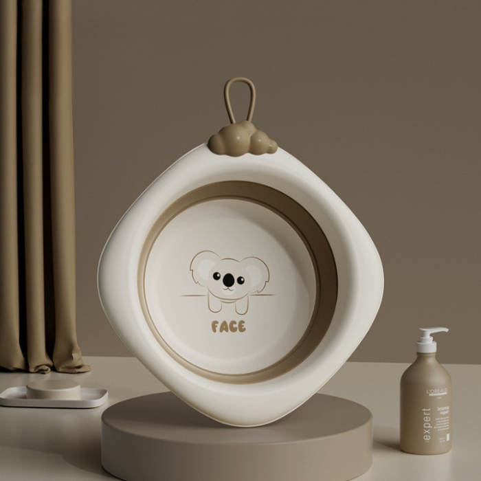 Cada Pliabila pentru Baie pentru Copii, , Cadita pentru Bebelusi, Model Romb pentru Fata Koala, Maro, 30x30x3.5 cm, 4L [6]