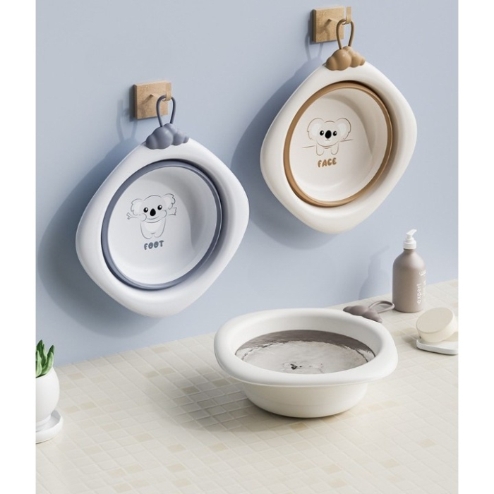 Cada Pliabila pentru Baie pentru Copii, , Cadita pentru Bebelusi, Model Romb pentru Picioare Koala, Gri, 30x30x3.5 cm, 4L [3]