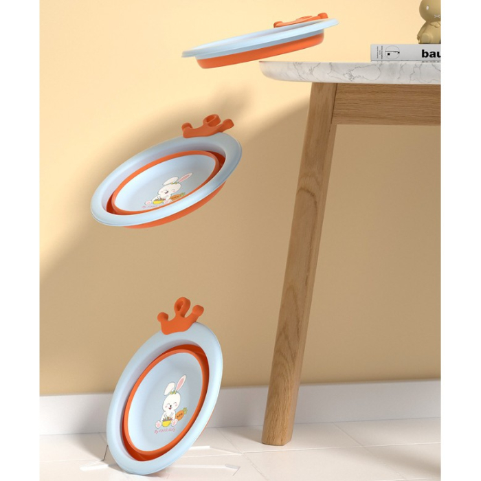 Cada Pliabila pentru Baie pentru Copii, , Cadita pentru Bebelusi, Model Rotund cu Iepuras, Blue, 30x31x3.5 cm, 3.3 L [14]