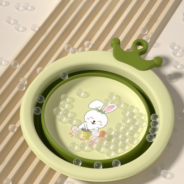 Cada Pliabila pentru Baie pentru Copii, , Cadita pentru Bebelusi, Model Rotund cu Iepuras, Verde, 30x31x3.5 cm, 3.3 L [3]