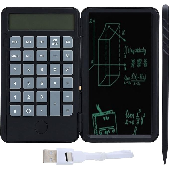 Calculator de Mana Reincarcabil cu Tabla de Scris, , Calculator Portabil, Ecran LCD, Afisaj cu 12 Cifre, Ecran de 15 cm, Culoare Negru [8]