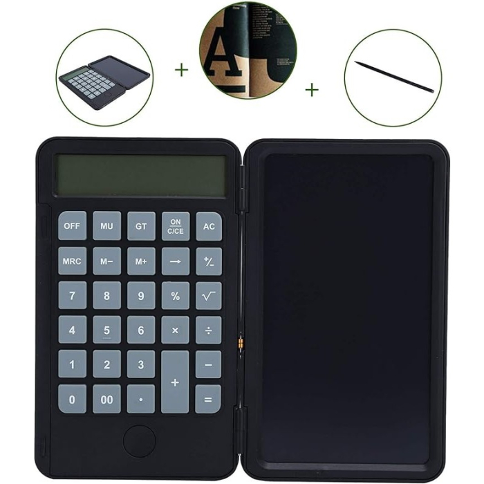 Calculator de Mana Reincarcabil cu Tabla de Scris, , Calculator Portabil, Ecran LCD, Afisaj cu 12 Cifre, Ecran de 15 cm, Culoare Negru [9]