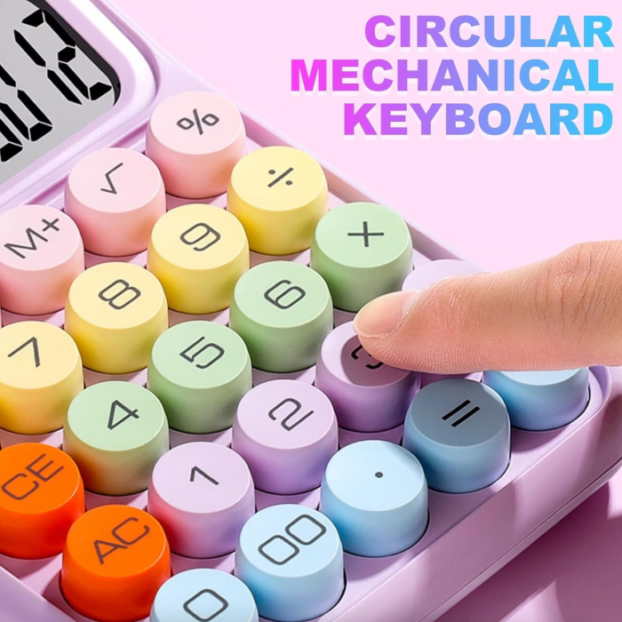 Calculator Electronic pentru Copii, , Calculator Dragut pentru Scoala Primara, Ecran mare 12 digits si Tastatura Mecania, 16 x 11 x 2 cm, Roz [4]