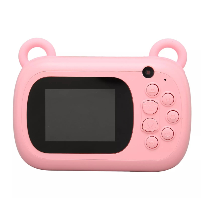 Camera Instantanee pentru Copii, , Camera Frontala + Selfie, cu Functie de Printare, Cablu USB-C, Bluetooth, Compatibil iOS/Android, Imprimare APP, Model Iepure Love, Roz [2]