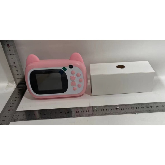 Camera Instantanee pentru Copii, , Camera Frontala + Selfie, cu Functie de Printare, Cablu USB-C, Bluetooth, Compatibil iOS/Android, Imprimare APP, Model Pisica Smiley Face, Roz [4]