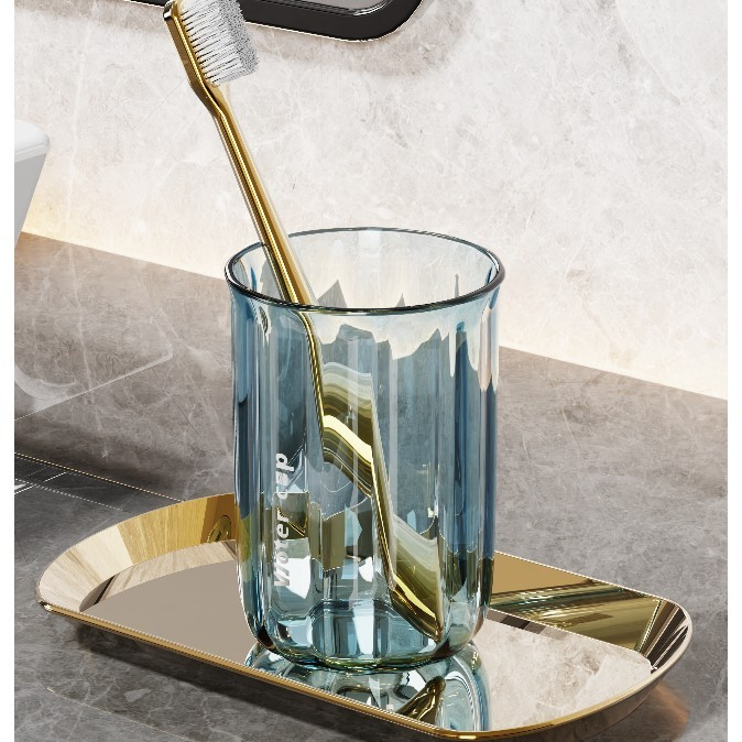 Cana de Apa pentru Clatit, , pentru Periuta de Dinti, 200 ml, 10.4 x 7.3 cm, Albastru Transparent [3]