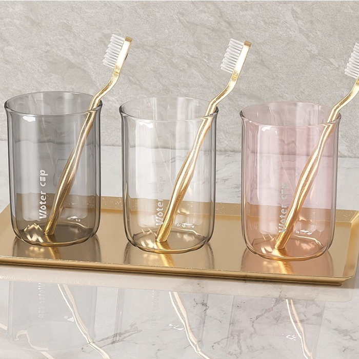 Cana de Apa pentru Clatit, , pentru Periuta de Dinti, 200 ml, 10.4 x 7.3 cm, Roz Transparent [6]