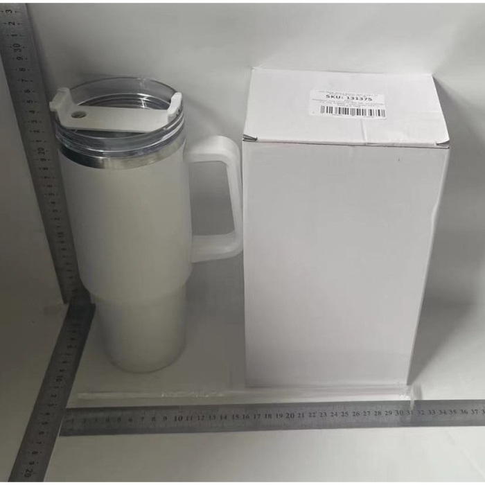 Cana Termos din Plastic, pentru Bauturi Calde si Reci, cu Maner, 9.9x9.9x27 cm, Alb [2]