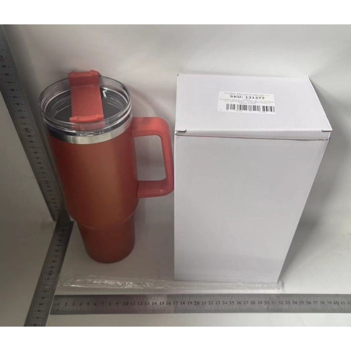 Cana Termos din Plastic, , pentru Bauturi Calde si Reci, cu Maner, 9.9x9.9x27 cm, Portocaliu [2]