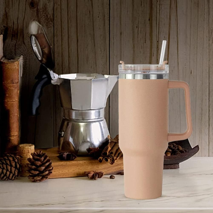 Cana Termos din Plastic, , pentru Bauturi Calde si Reci, cu Maner, 9.9x9.9x27 cm, Roz Pal [6]