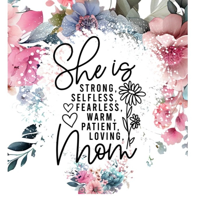 Cana Termos din Plastic, , pentru Bauturi Calde si Reci, cu Maner, Imprimeu Floral, cu Mesaj pentru Mama, Alb, 10x7.6x27.5 cm [5]