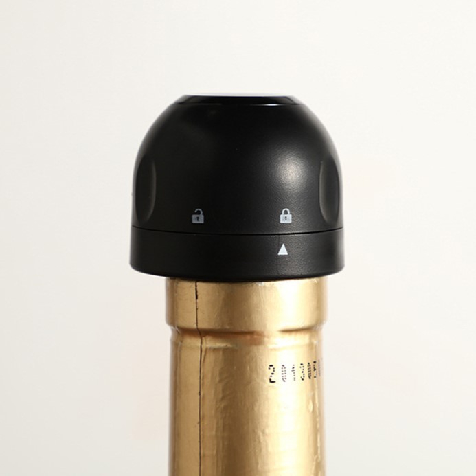 Capac de Etansare a Sticlei de Sampanie, , Rotativ, On-Off, Silicon, Reutilizabil, Usor de Depozitat si Folosit, 3.9 x 3.9 x 3.3 cm, Negru [4]