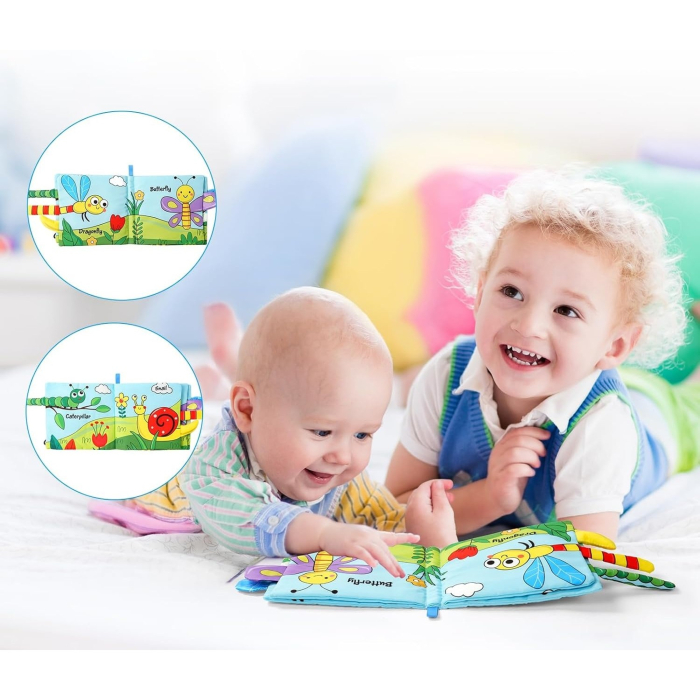 Carte Senzoriala, , pentru Bebelusi, 15x16x4 cm, cu Animalute, 3D, Cu Sunete si Fosnete, 0-3 Ani, Model Buburuza, Multicolor [5]