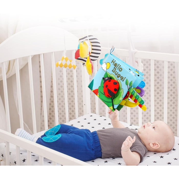 Carte Senzoriala, , pentru Bebelusi, 15x16x4 cm, cu Animalute, 3D, Cu Sunete si Fosnete, 0-3 Ani, Model Buburuza, Multicolor [4]