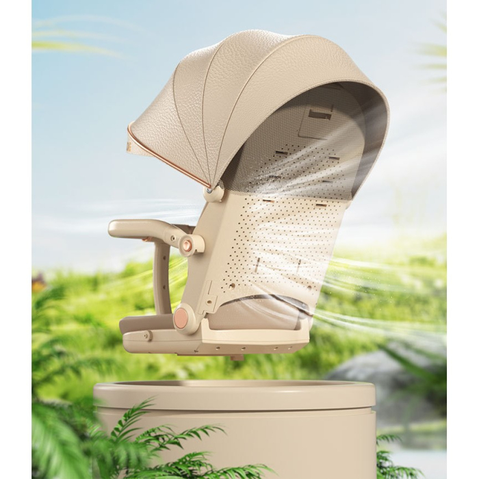 Carucior Sport 3in1, 6-36 Luni, Pliabil, Tavita pentru Masa, Pat de Dormit, Centura de Siguranta, Roti 360 Grade, Reversibil, Parasolar, Maner Reglabil, 64 x 35 x 100 cm, Gri/Verde [6]