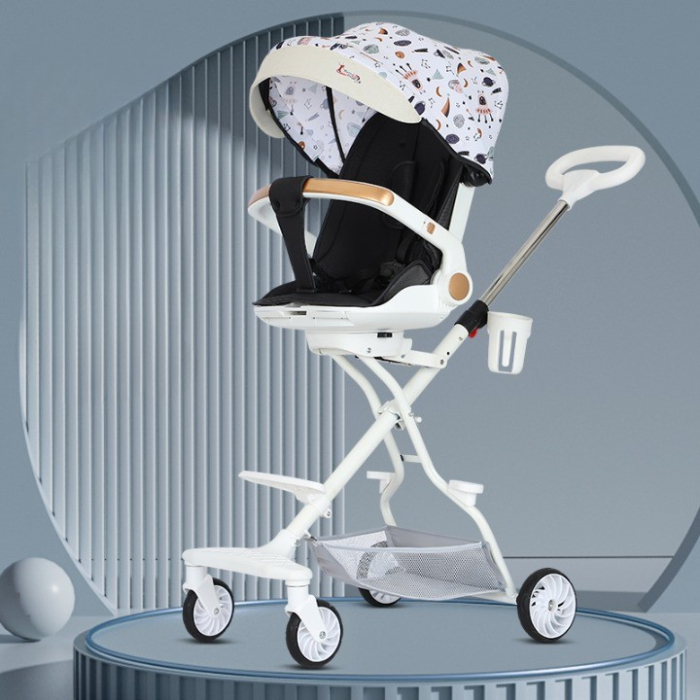 Carucior Sport 3in1, 6-36 Luni, Reversibil, Pliabil, Tavita pentru Masa, Pozitie de Somn, Centura de Siguranta, Roti 360, Suport Pahar, Copertina pentru Soare, 32x63x95cm, Bej Model Cosmos [3]