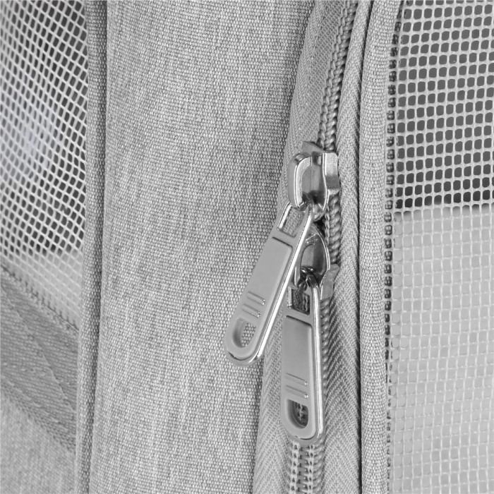 Carucior tip troller pentru transport animale, dublu cu 2 compartimente separate, maxim 22 kg, 55x34x26 cm, gri [17]