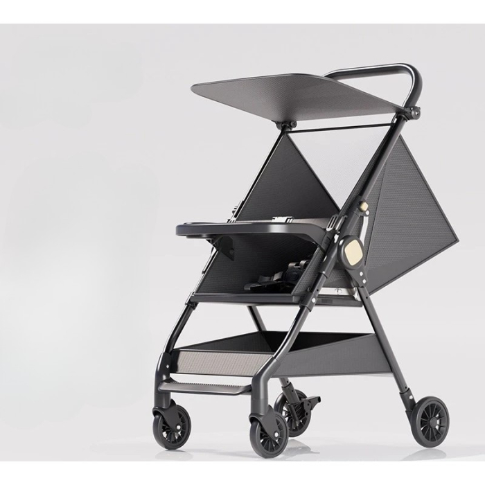 Carut Pliabil, , Usor, Compatibil cu Avionul, de Plimbat/Dormit, Parasolar, Cutie Depozitare, Tabla de Masa, 93 x 70 x 40 cm, Negru [3]